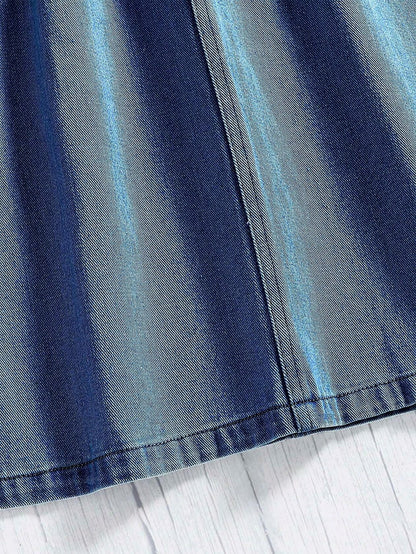 COZYEASE Girls Paperbag High Waist A Line Denim Skirt Dark Wash Size 11-12Y