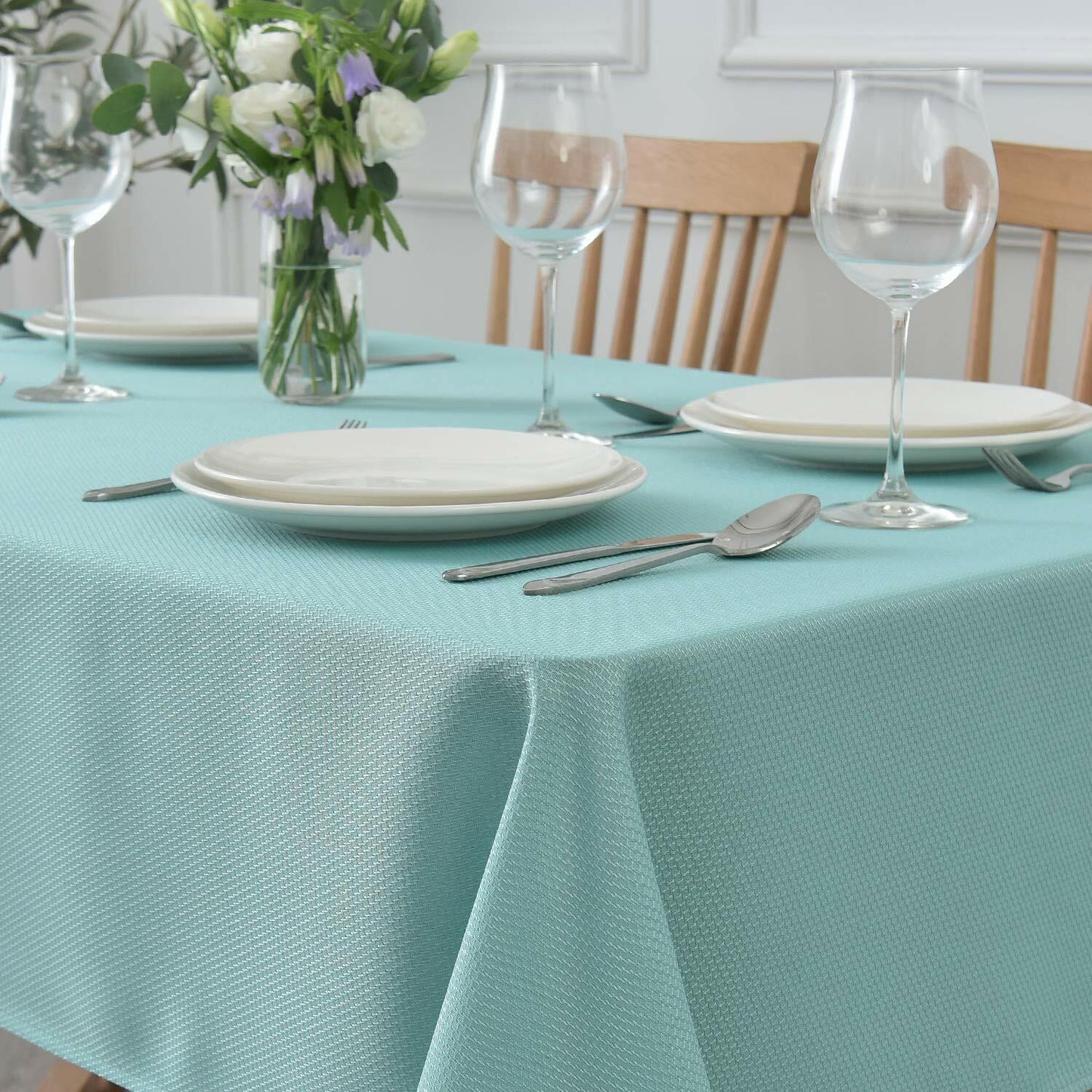 maxmill Jacquard Waterproof Spillproof Tablecloth 60x60 Turquoise