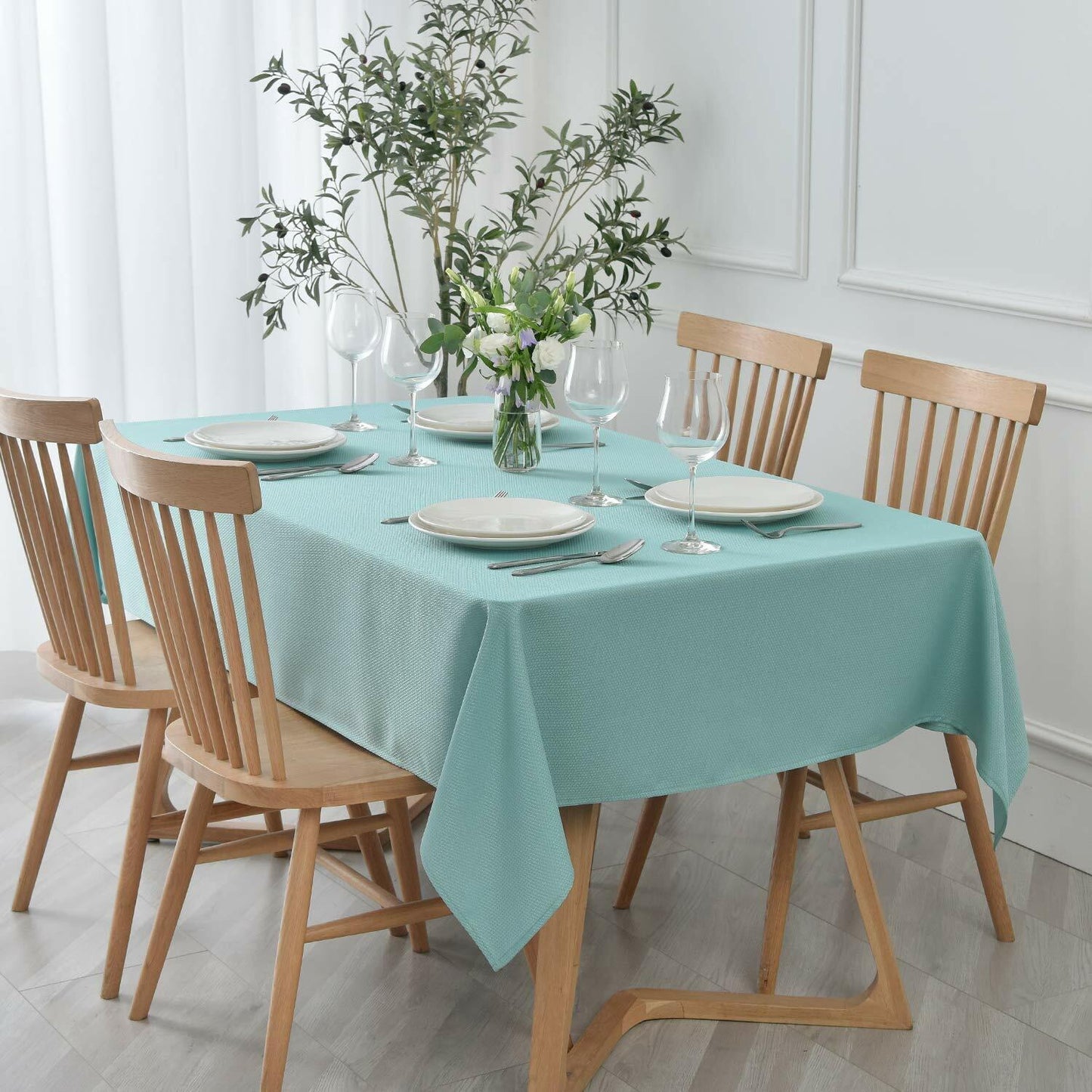 maxmill Jacquard Waterproof Spillproof Tablecloth 60x60 Turquoise