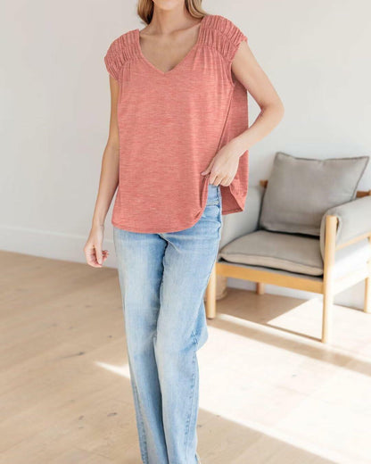 Bliwov Womens Cute Summer V Neck Short Sleeve Casual T Shirt Pink
