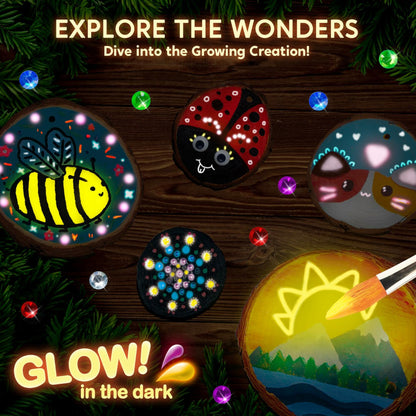[Like New] Klever Kits Wooden Glow in The Dark Painting Craft Kit Wood Slices