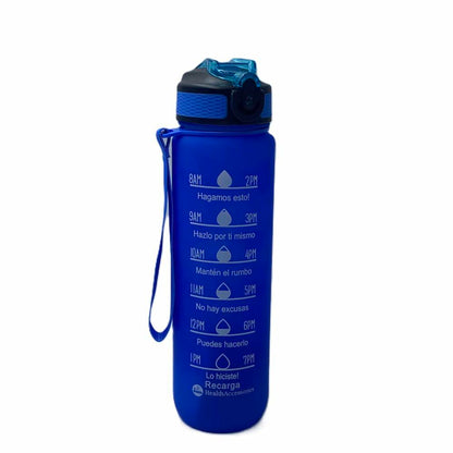 [Like New] Healthaccessories Motivational Reusable Tritan Water Bottle 32oz Blue BPA Free