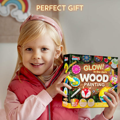 [Like New] Klever Kits Wooden Glow in The Dark Painting Craft Kit Wood Slices