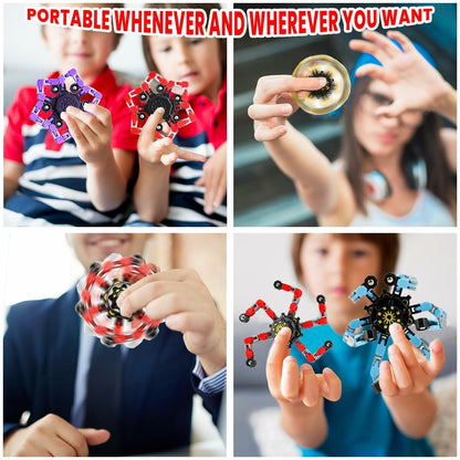 Deformation Fingertip Decompression Mechanical Gyroscope DIY Chain Red+Yellow