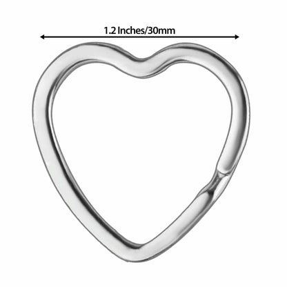 Mandala Crafts 1.2" Silver Heart Metal Key Rings 25 Count