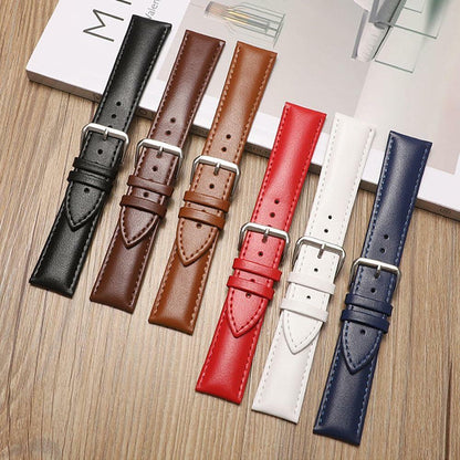Narako Genuine Calf Leather Watch Band Stainless Steel Buckle 24mm Light Brown