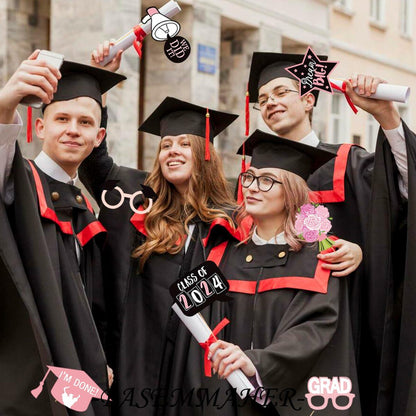 Graduation Photo Booth Props 24Pcs Party Supplies 2024 Class Congrats Grad