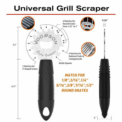 VOOBSON Grill Scraper Stainless Steel Extended Handle Bottle Opener Gloves