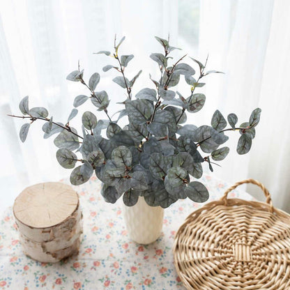 KIRIFLY 10pcs Fake Eucalyptus Stems Indoor Greenery Décor Green