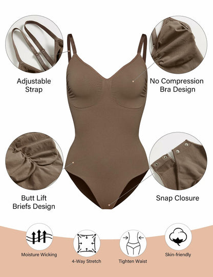 Homma Tummy Control Seamless Shapewear Bodysuit Coffee Size S