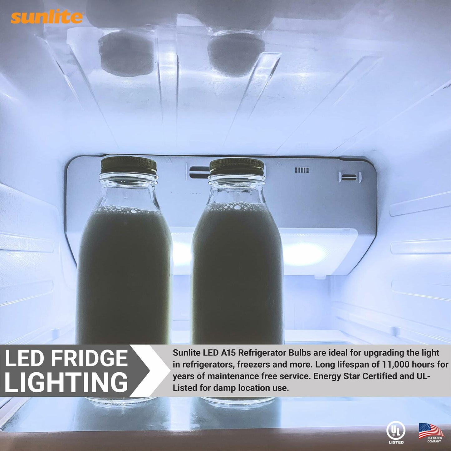 Sunlite LED A15 Refrigerator Bulb 6W 450 Lumens E26 Dimmable Frosted 5000K 1Pack