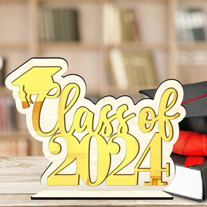 Graduation Decorations Class of 2024 Gold Centerpiece Desktop Ornament