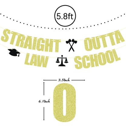 Straight Outta Law School Banner Graduation 2025 Glittery Congrats Lawyer