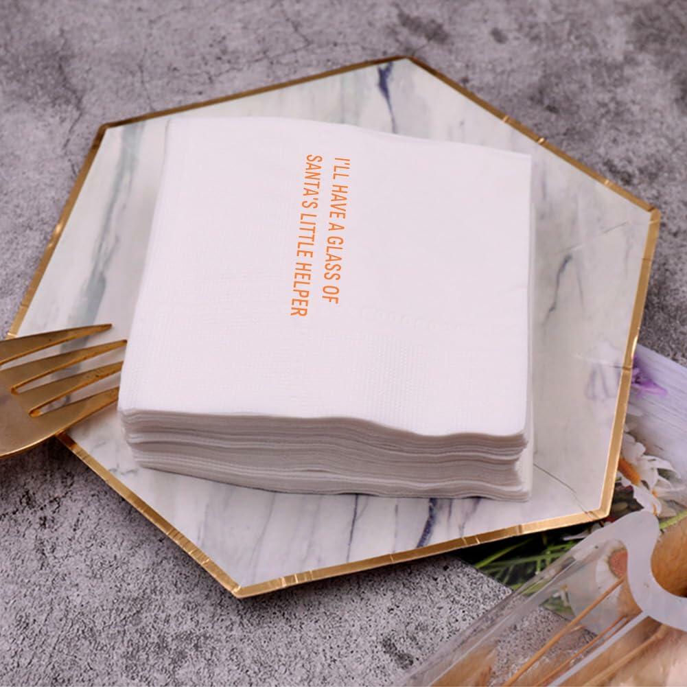 [Like New] VOWFOO Funny Christmas Cocktail Napkins 100pcs Holiday New Years Eve