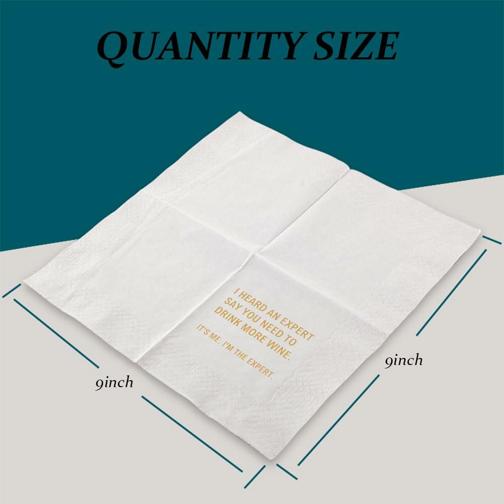 VOWFOO Rosé Rinse Repeat Cocktail Napkins 4.5x4.5 2-ply 100pcs Rosé