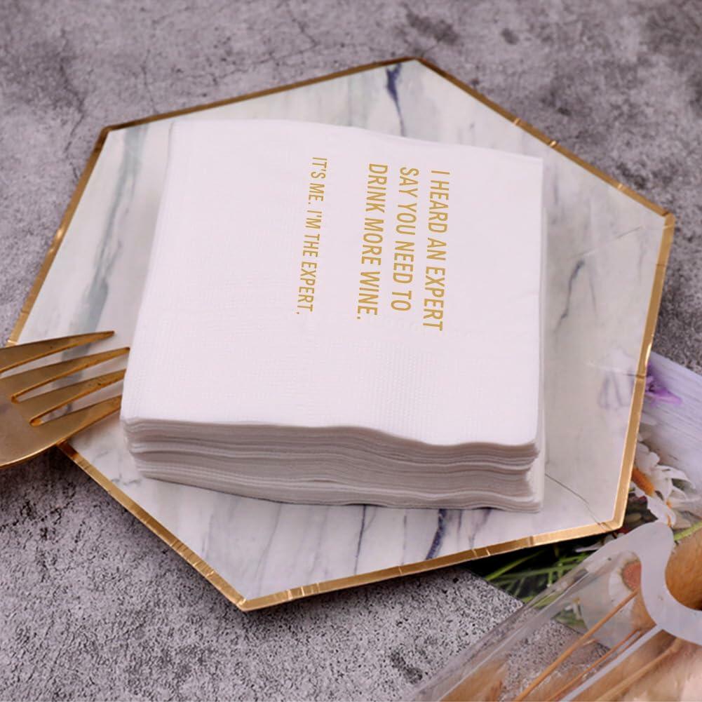 VOWFOO Rosé Rinse Repeat Cocktail Napkins 4.5x4.5 2-ply 100pcs Rosé