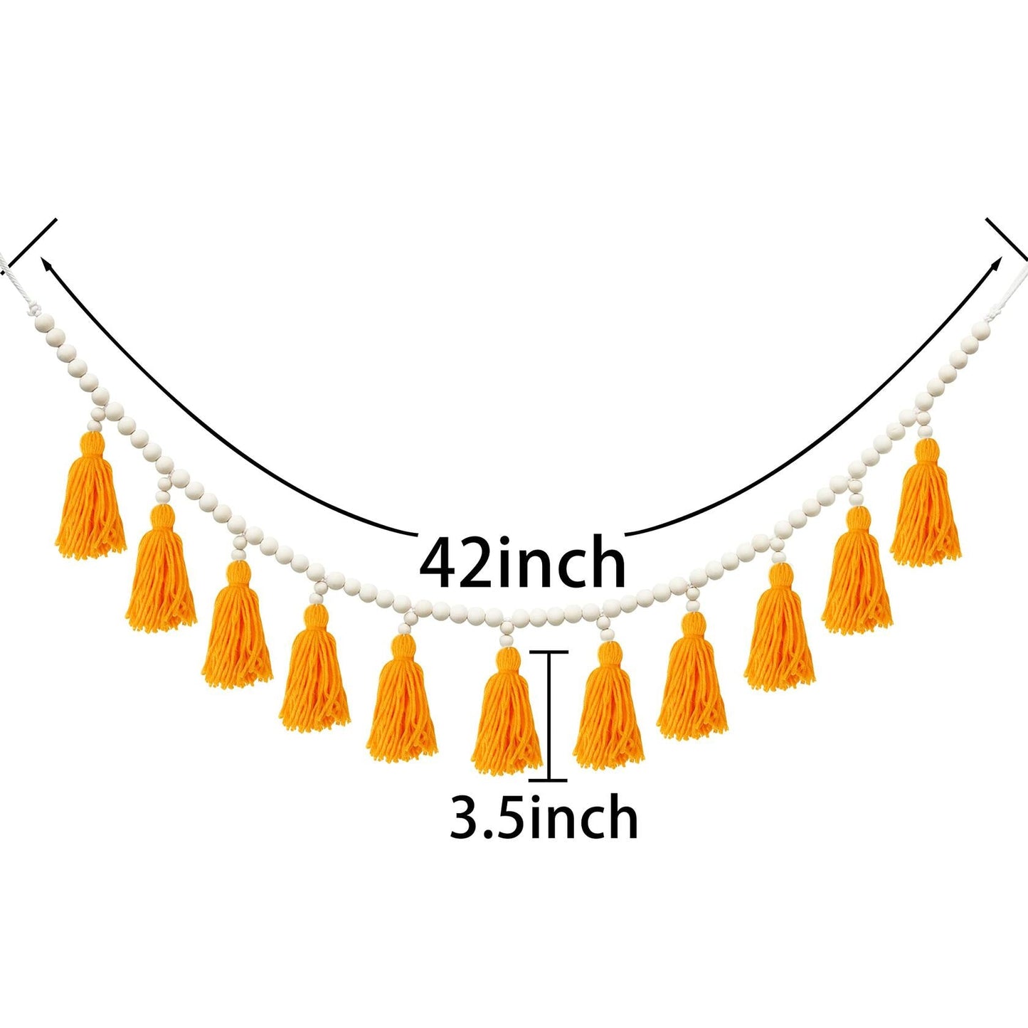Tassels Garland Wood Bead Boho Decor Macrame Banner Yellow Nursery Baby Shower
