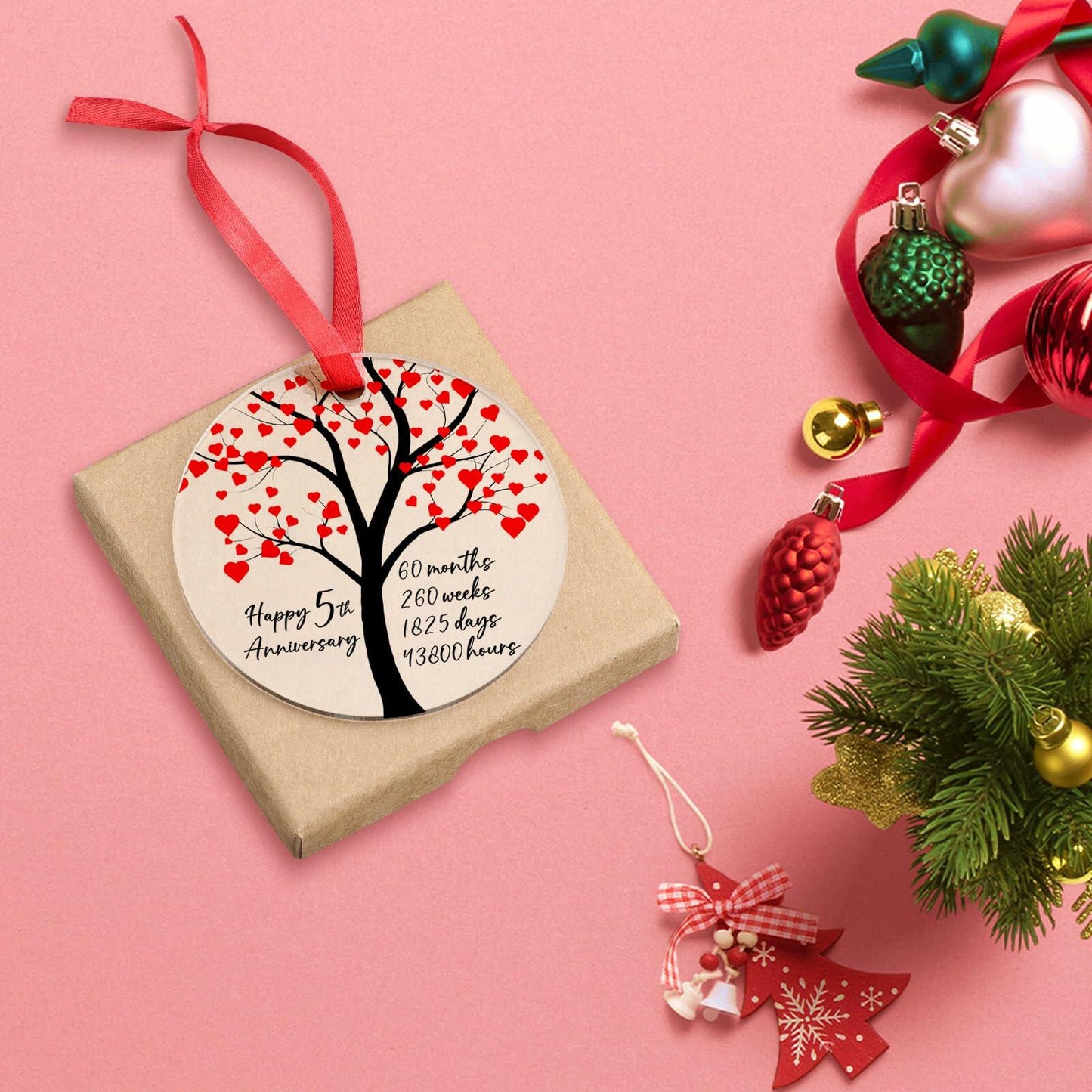Fipsieneml 5th Anniversary Acrylic Ornament 5 Year Couples HL-AC-12