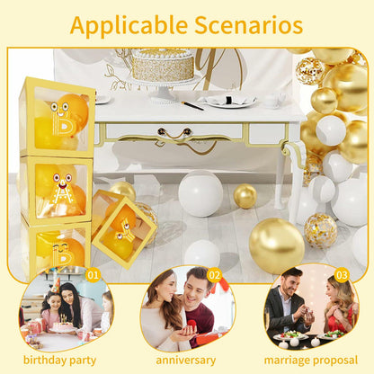 [Like New] Onteftshop Baby Boxes Letters Party Decorations Transparent Gold 4pcs