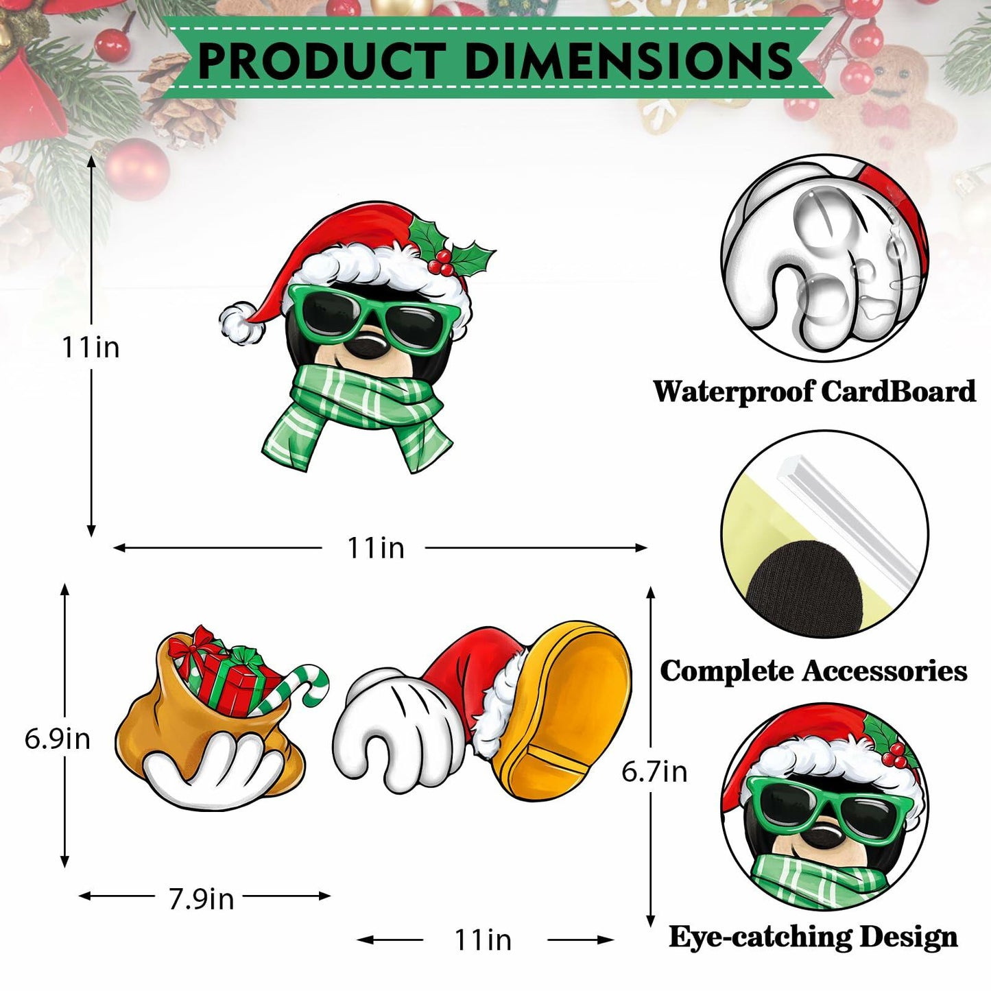 Bolisom Christmas Fence Peeker Garden Yard Sign Outdoor Xmas Decor