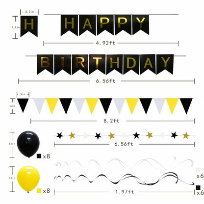 ADLKGG Navy Blue Silver Black Birthday Party Decorations Banner Balloons Set