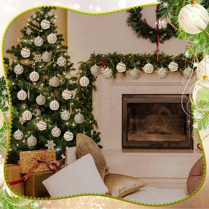 Civaner 16 Pcs Christmas Ball Ornaments Pearl Champagne Sequin Shatterproof