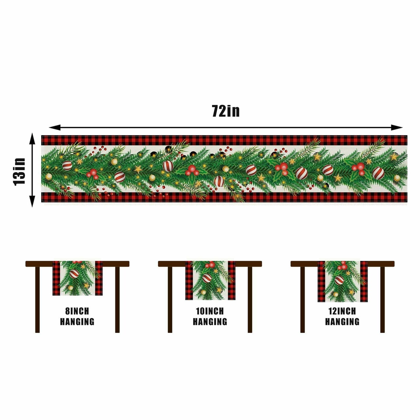 Linen Christmas Table Runner Winter Xmas Decorations 13x72 Inch