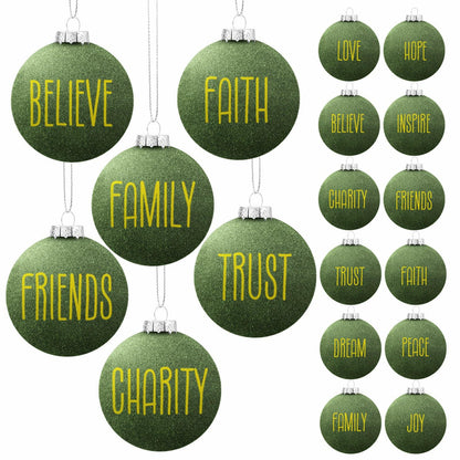 HyDren Velvet Easter Balls 2.36in Flocked Green Ornaments 12 Pcs