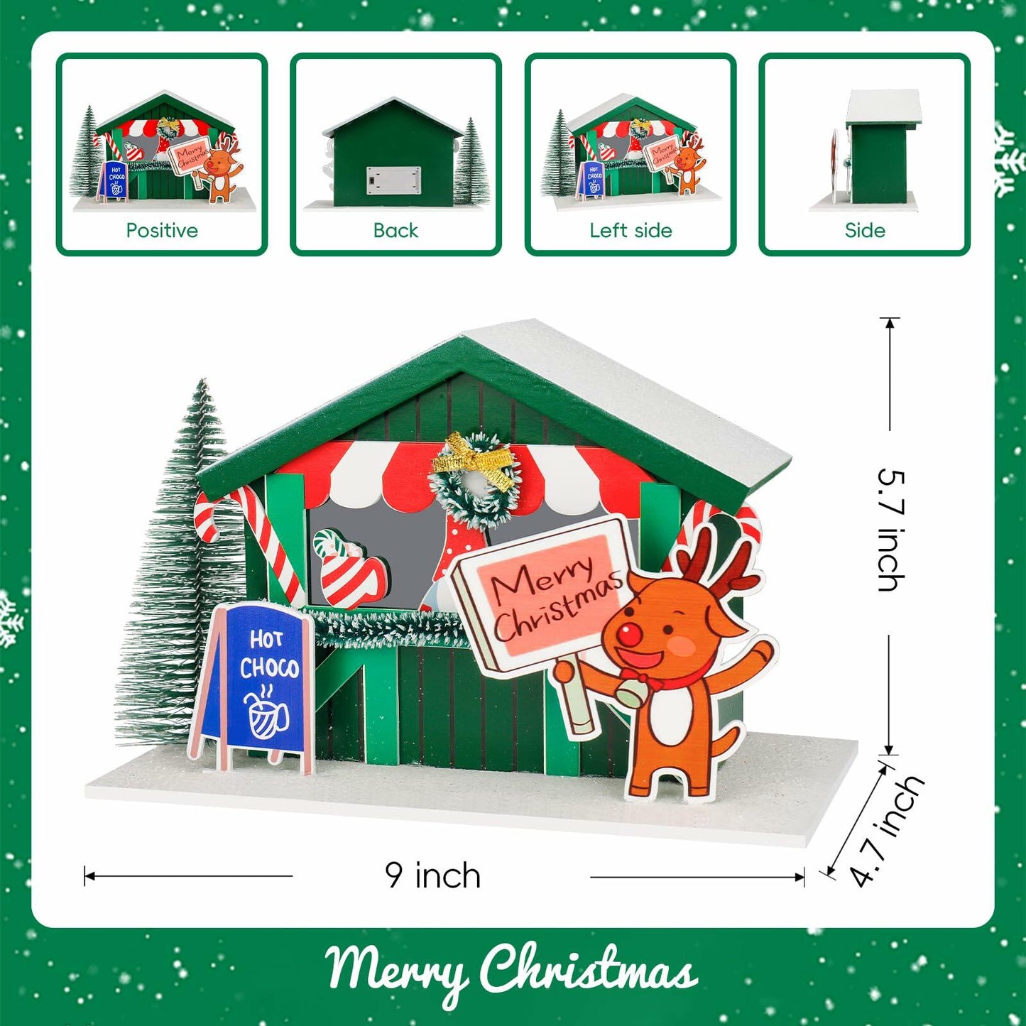 [Like New] Zqoyn LED Christmas Village House Decor Set Deer Indoor Table Decor