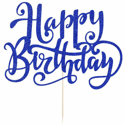 Handmade Flash Happy Birthday Cake Topper Black Birthday Party Decor