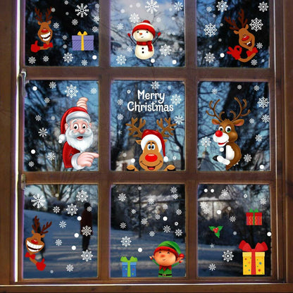 Christmas Window Clings Milky Snowflakes Xmas Stickers 160pcs Winter Decor