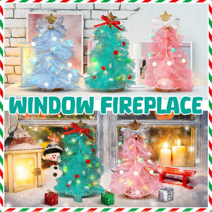Hungdao 3 Set DIY 12 Inch Tulle Christmas Tree Craft Kit with Light