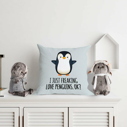 Voatok Penguin Love Decorative Throw Pillow Case 18x18 inch Yolk Yellow