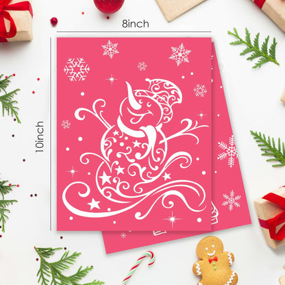 BESERH Pink Christmas Wall Decor Santa Reindeer Bells 8x10in Set of 4