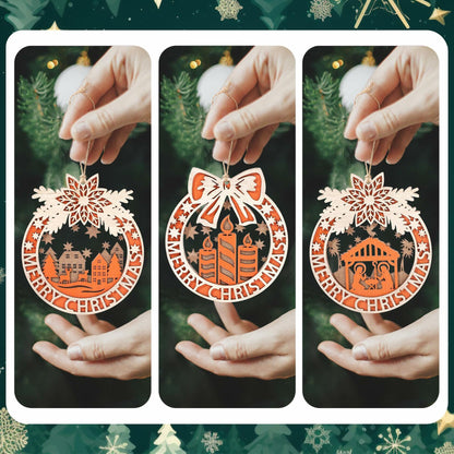 Wooden Christmas Tree Ornaments Hanging Decorations Indoor Home Decor