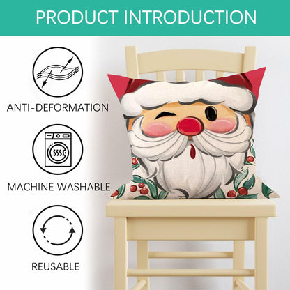 Fjfz Christmas Santa Mrs Claus Throw Pillow Covers 16x16 Green Set of 4