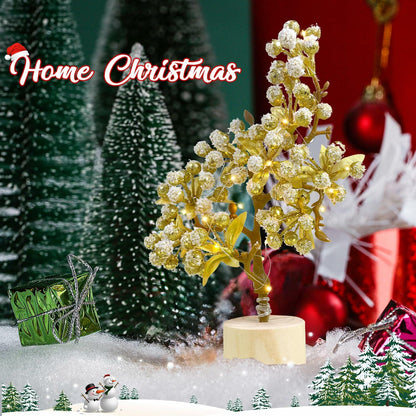 COTOSEY 12" Mini Christmas Red Berries Tree with Light Red Xmas Decor