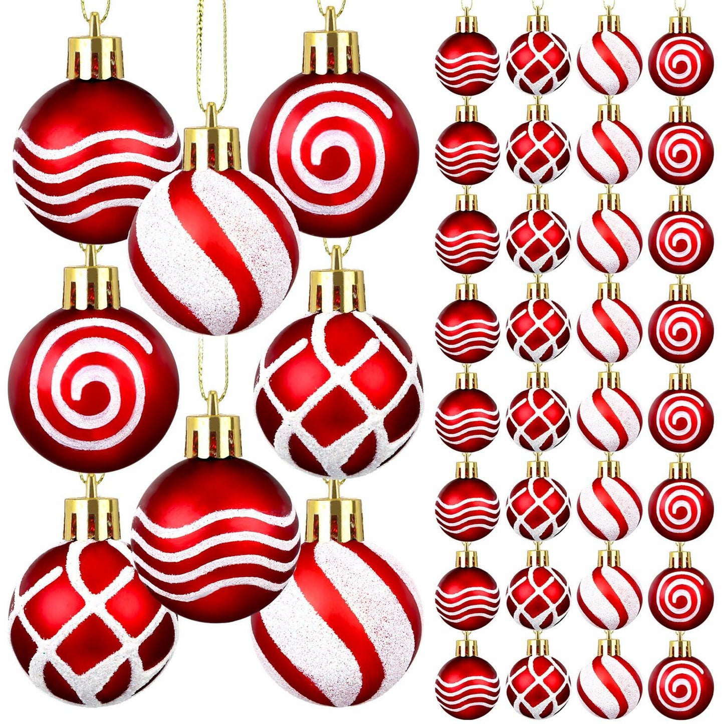 Shappy 72 Pc Mini Red Christmas Ball Ornaments 1.2 Inch Xmas Decor