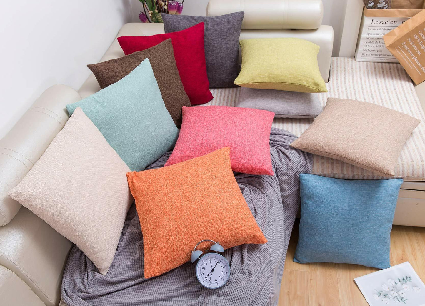 Jepeak Linen Throw Pillow Covers 16x24 Inch Pack of 2 Light Teal