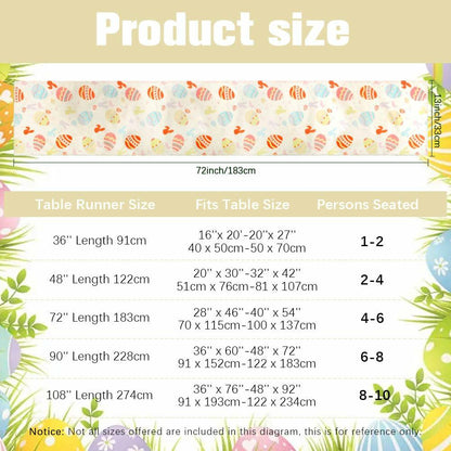 QIHOMPIB Easter Table Runner Colorful Eggs Polyester 13x72 Inch