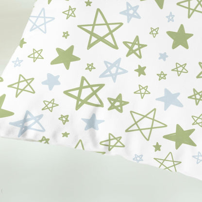 CaliTime Throw Pillow Covers Pack of 2 Cozy Fleece Stars 18x18in Sage Green