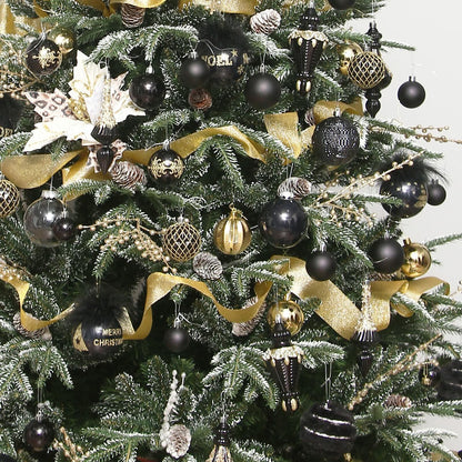 RoseCraft 60mm Hand-Printed Christmas Ball Ornaments Set 24PCS Black/Gold