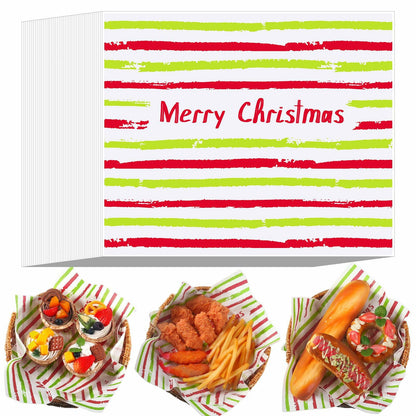 Tenceur 150 Pcs Christmas Wax Paper Sheets Red Green Striped Parchment