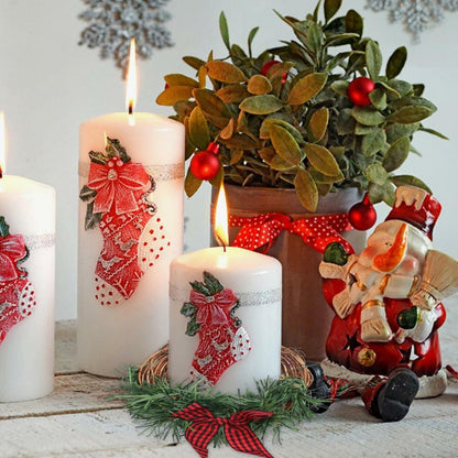 [Like New] Christmas Wreath Brown Candle Rings Bow Eucalyptus Garland Candle Holder