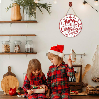Absnfatu Merry Christmas Wooden Wall Door Sign Hanger Decor