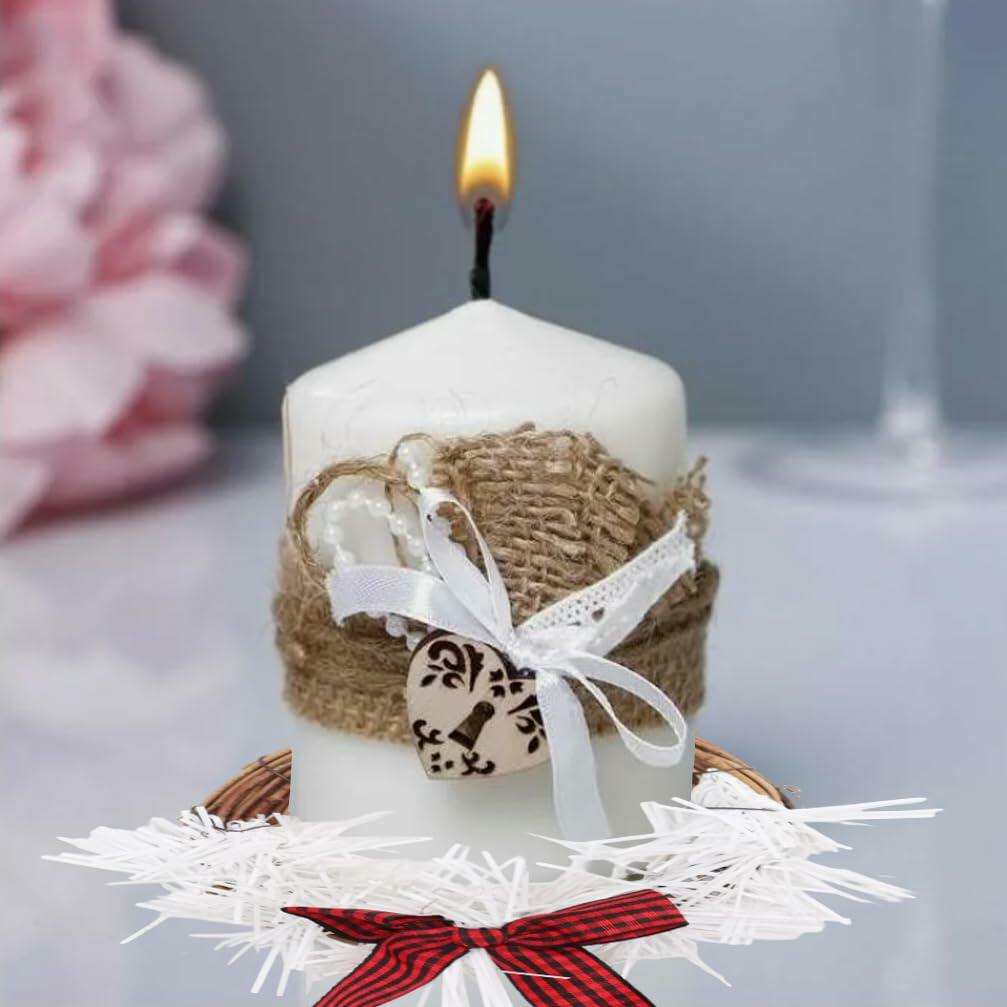 [Like New] Christmas Wreath Brown Candle Rings Bow Eucalyptus Garland Candle Holder