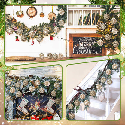 Civaner 16 Pcs Christmas Ball Ornaments Pearl Champagne Sequin Shatterproof