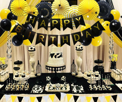 ADLKGG Navy Blue Silver Black Birthday Party Decorations Banner Balloons Set