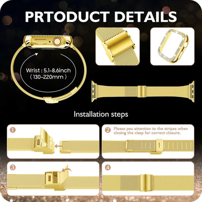 DABAOZA Apple Watch Band Crystal Rhinestone Case Mesh Strap 38mm Starlight