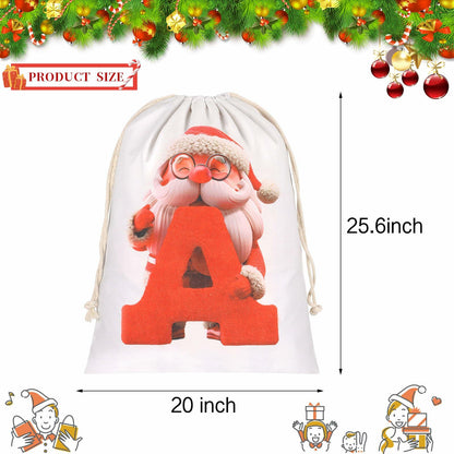 CCINEE Canvas Santa Sack 27x20in Red Drawstring Personalized Letter A